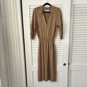 Tan  Maxi Dress with Notched Collar